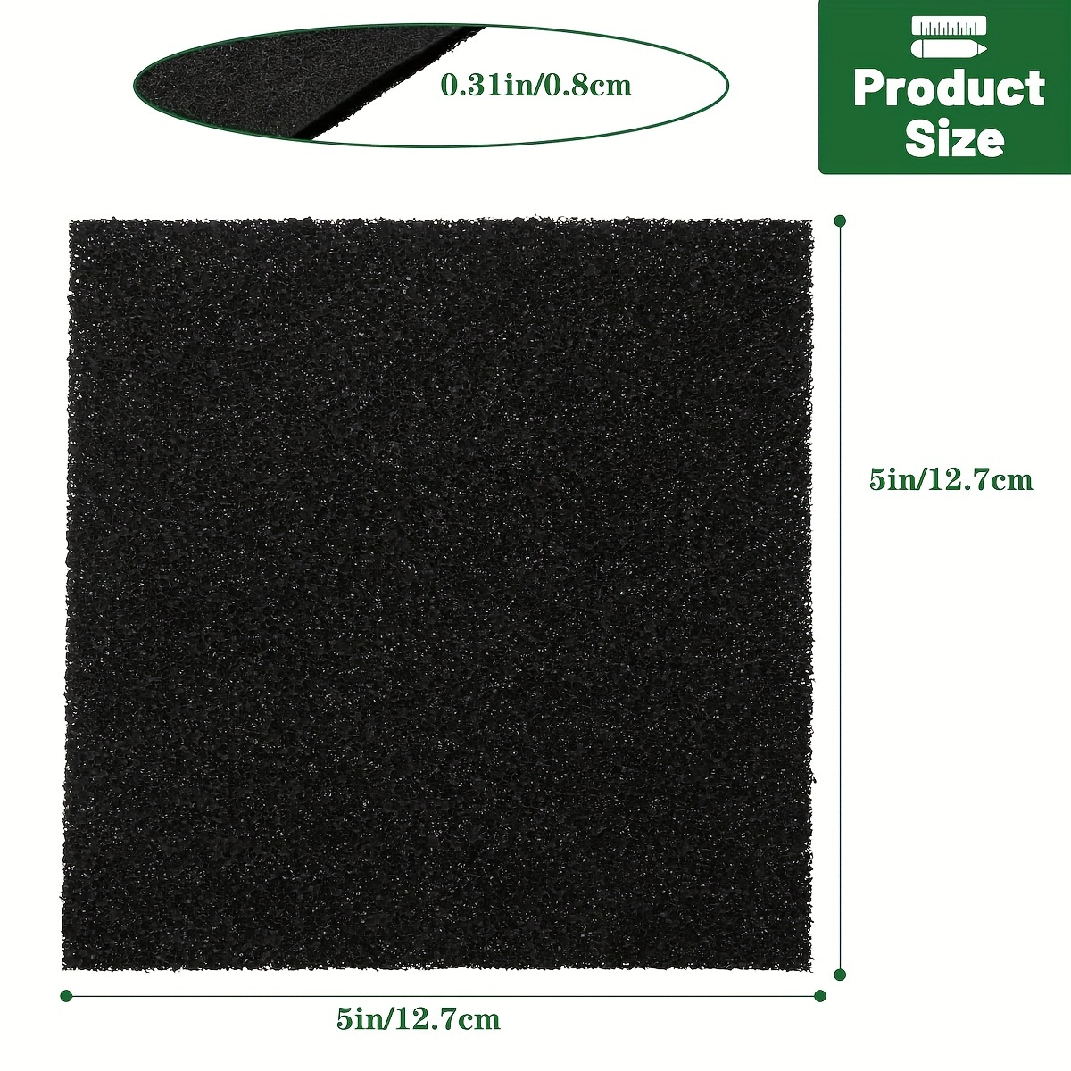 6 Compost Bin Pail Activated Charcoal Filters, 3 Round & 3 Square Black