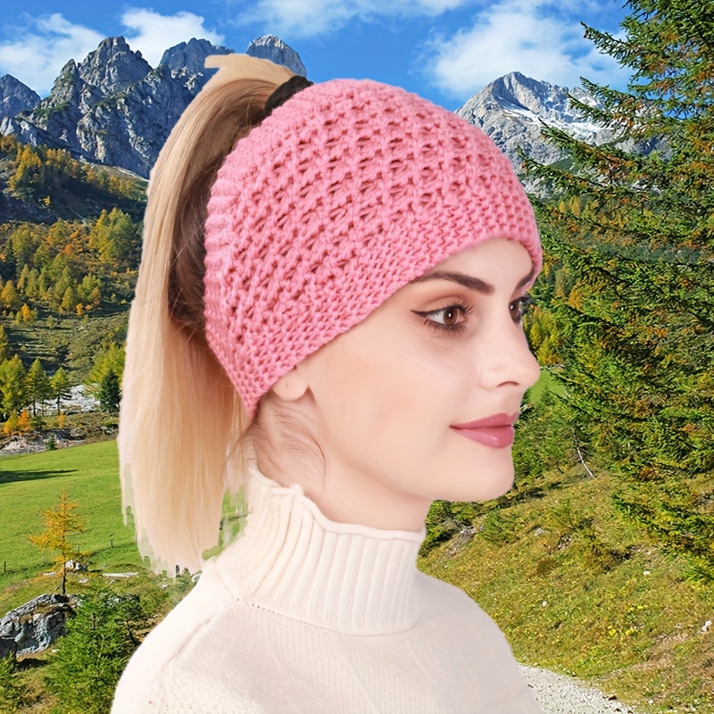 Solid Color Textured Twist Knitted Hat Neck Cover Ear - Temu