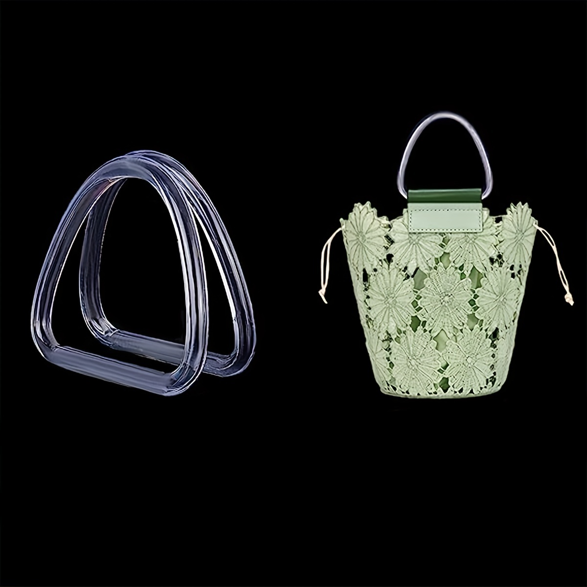 2Pcs D-shaped Bag Handle Plastic/Wood DIY Crocheted Handbag