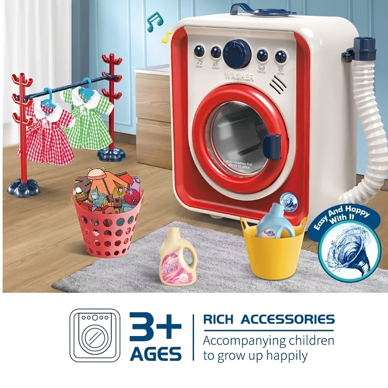 Juego de lavadora de juguetes para niños, juego de lavadora y secadora de  juguetes para niños, mini lavadora de juguete (albaricoque)