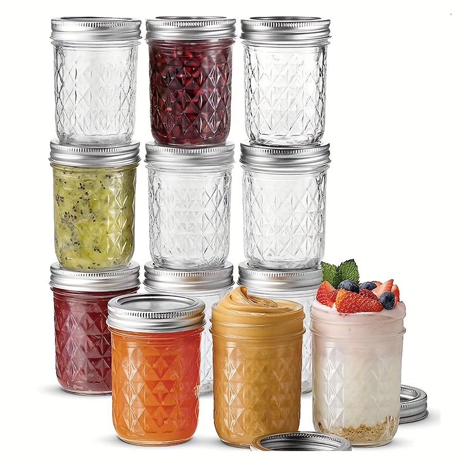 1pc/6pcs Fruit Salad Jars Sealed Mason Jars, Square Round Glass Jelly Can  Bottles With Lid