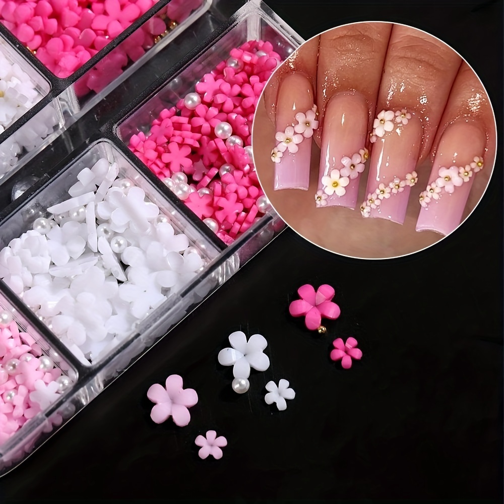 Mix Beads Nail 3D Acrylic Pearl Flower Nail Jewelry Nail Gem Nail Art  Decoration