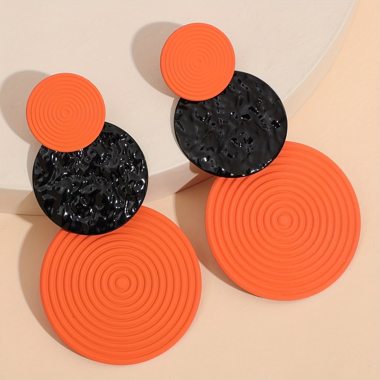 Geometric Round Dangle Earrings Unique Statement