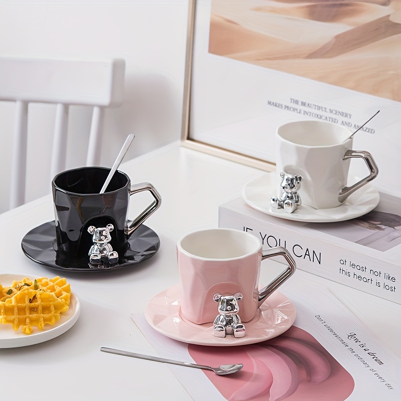 Tazas de café Espresso de cerámica, juego de tazas de café de alto