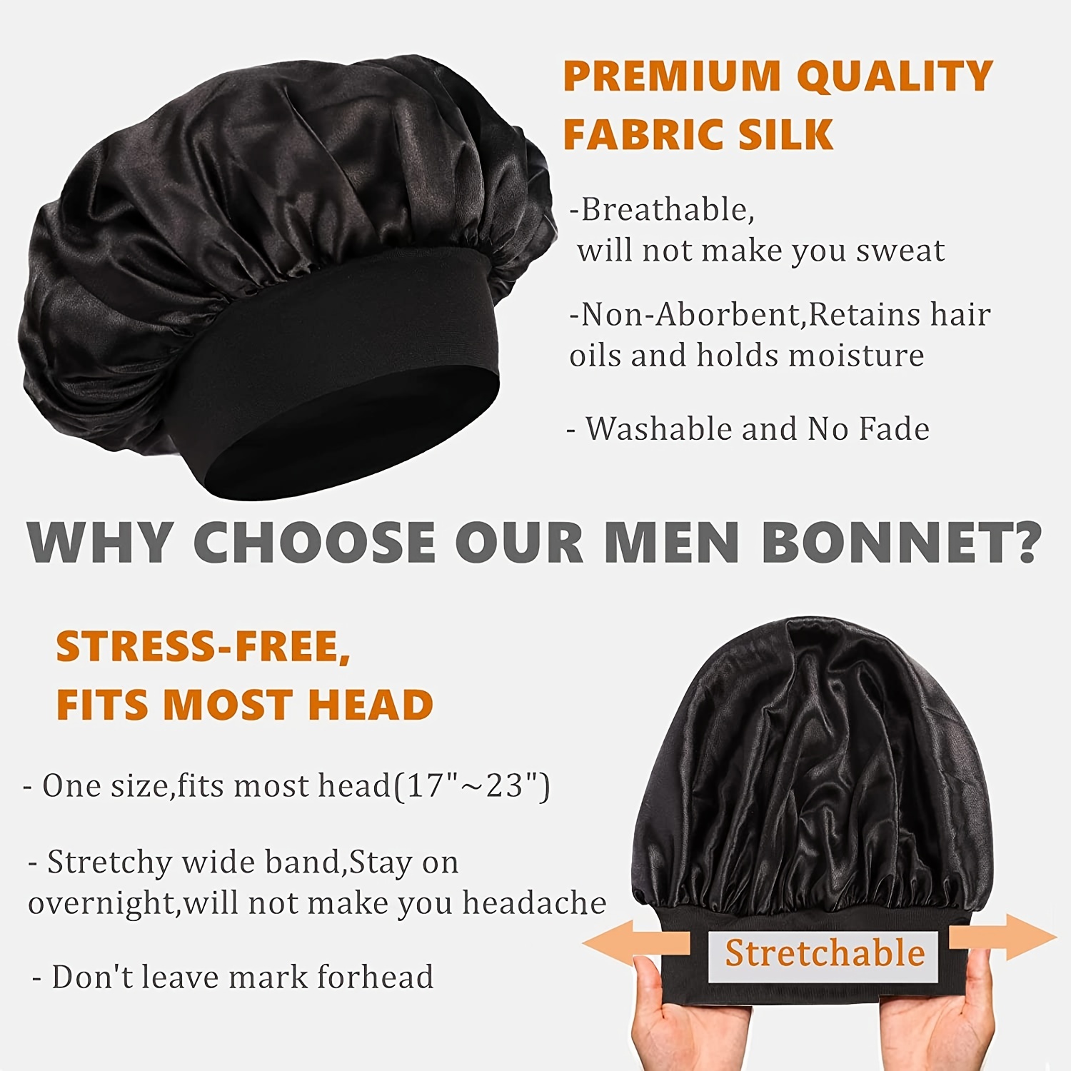 Satin Bonnet For Men Reversible Sleep Hair Bonnet For - Temu Austria