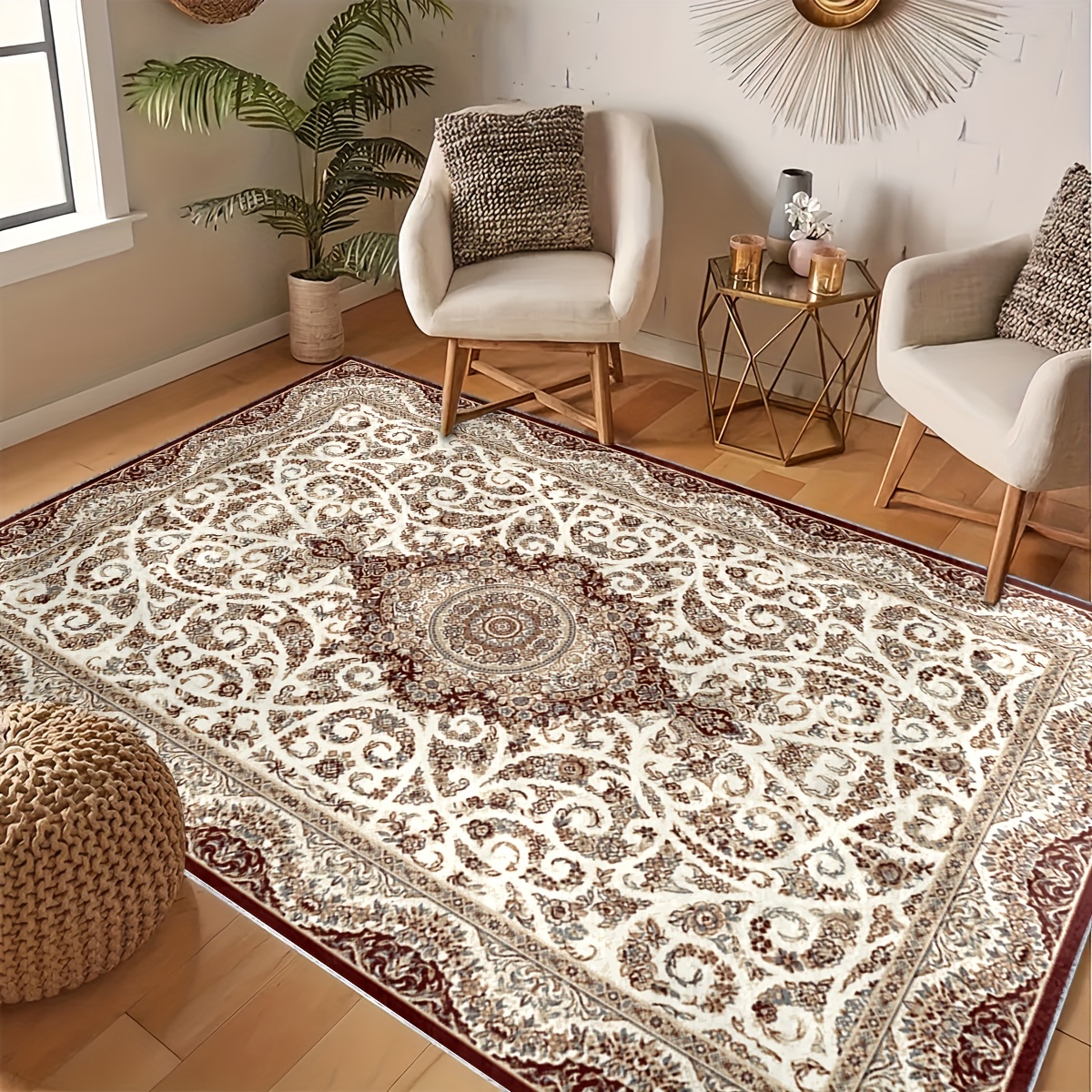 Boho Vintage Absorbent Non Slip Cushioned Rugs Stain - Temu