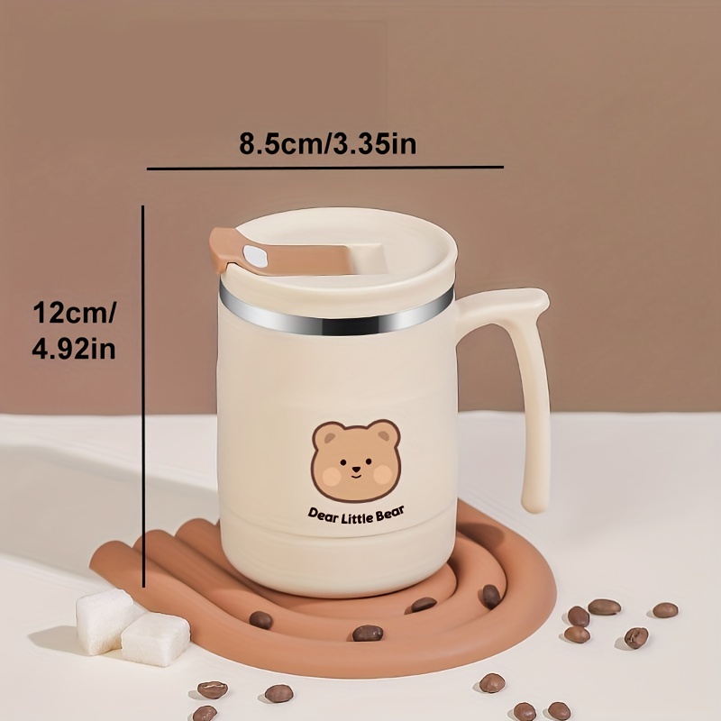 1pc, Cute Bear Mug, 500ml/17oz Double-Walled Insulated Stainless Steel  Travel Coffee Mug, With Stainless Steel Straw And Lid, Best Office  Insulated/Ic
