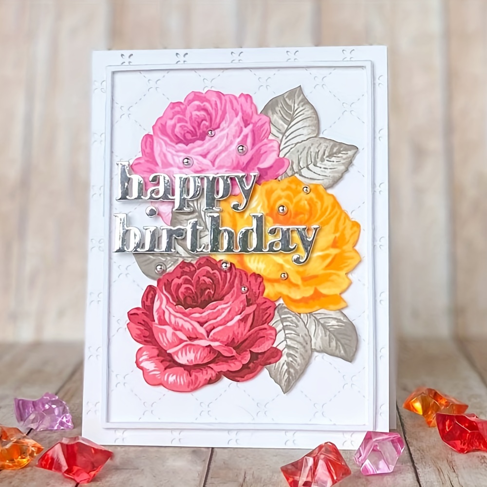 Rose Flower Stamp And Cutting Dies Set For Diy Scrapbooking - Temu