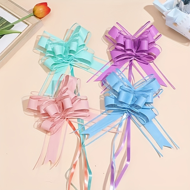 Gotofar 10pcs Pull Bow Ribbon Decorative Wide Application Romantic Car Party DIY Festive Pull Flower for Gift Packing, Purple