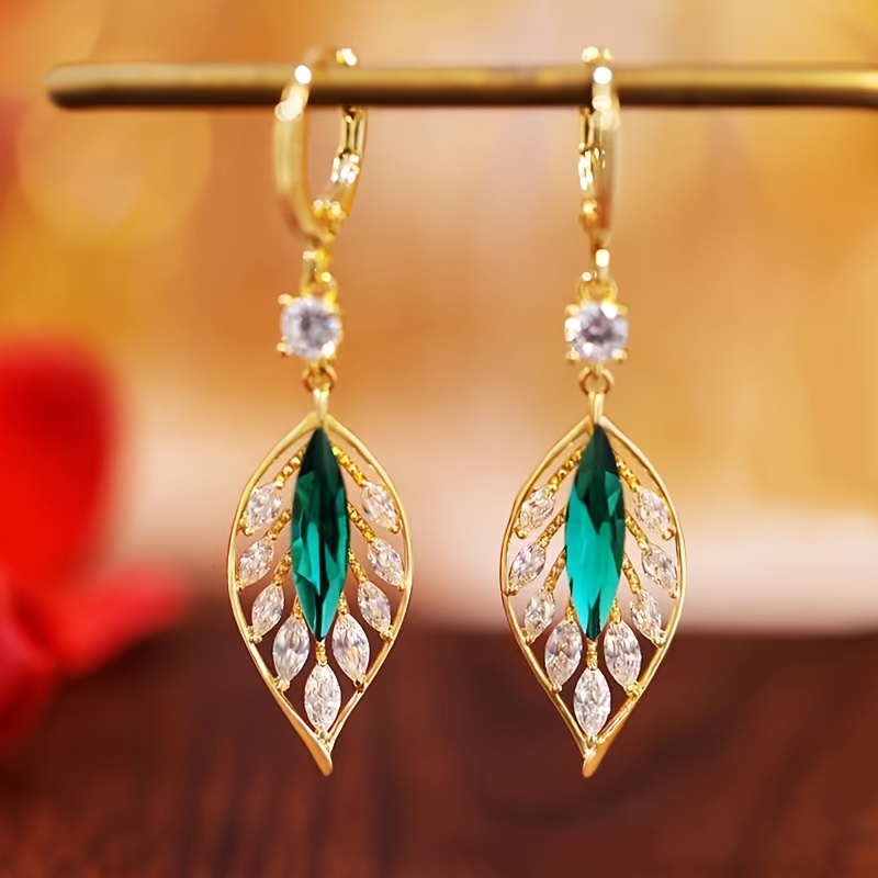 

2pcs/pair Exquisite Hollow Out Leaf Dangle Earrings, Elegant Party Fashion Jewelry