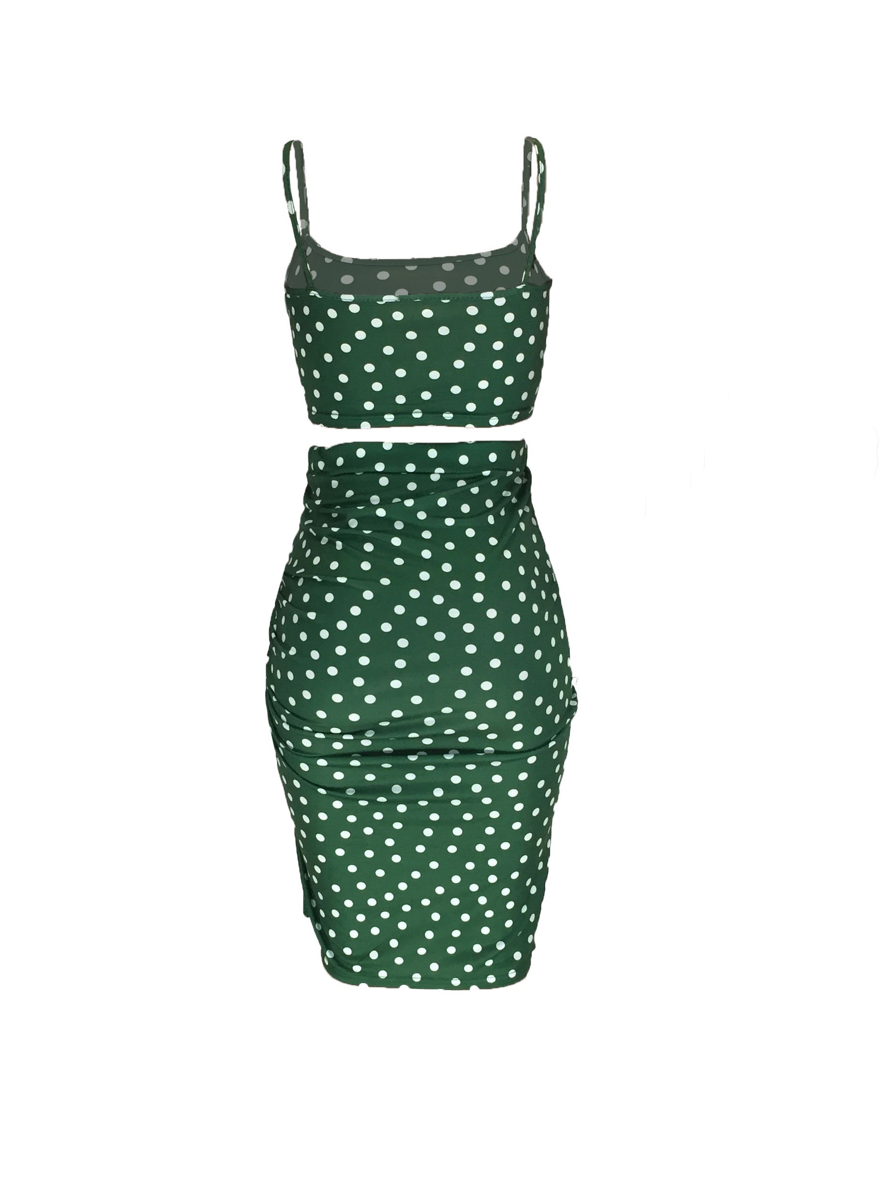 Polka Dot Two piece Skirt Set Crop Cami Top & Drawstring Skirt