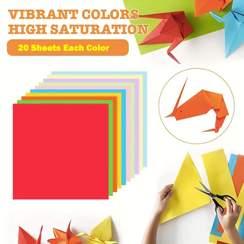 Papier Origami Papier Coloré - 200 Feuilles, 10 Couleurs Vives, Couleur  Double Face, Papier Carré De 15,24 Cm Papier Pliable Facile, Arts Et  Artisanat