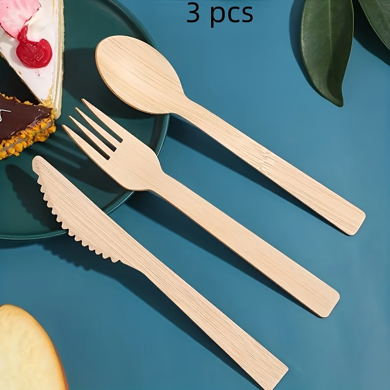 Disposable, Knives, Spoons, Forks, Bamboo Tableware, Steak Knives, Cake  Forks, Fruit Forks, Disposable Knives, Forks, Spoons, Biodegradable - Temu