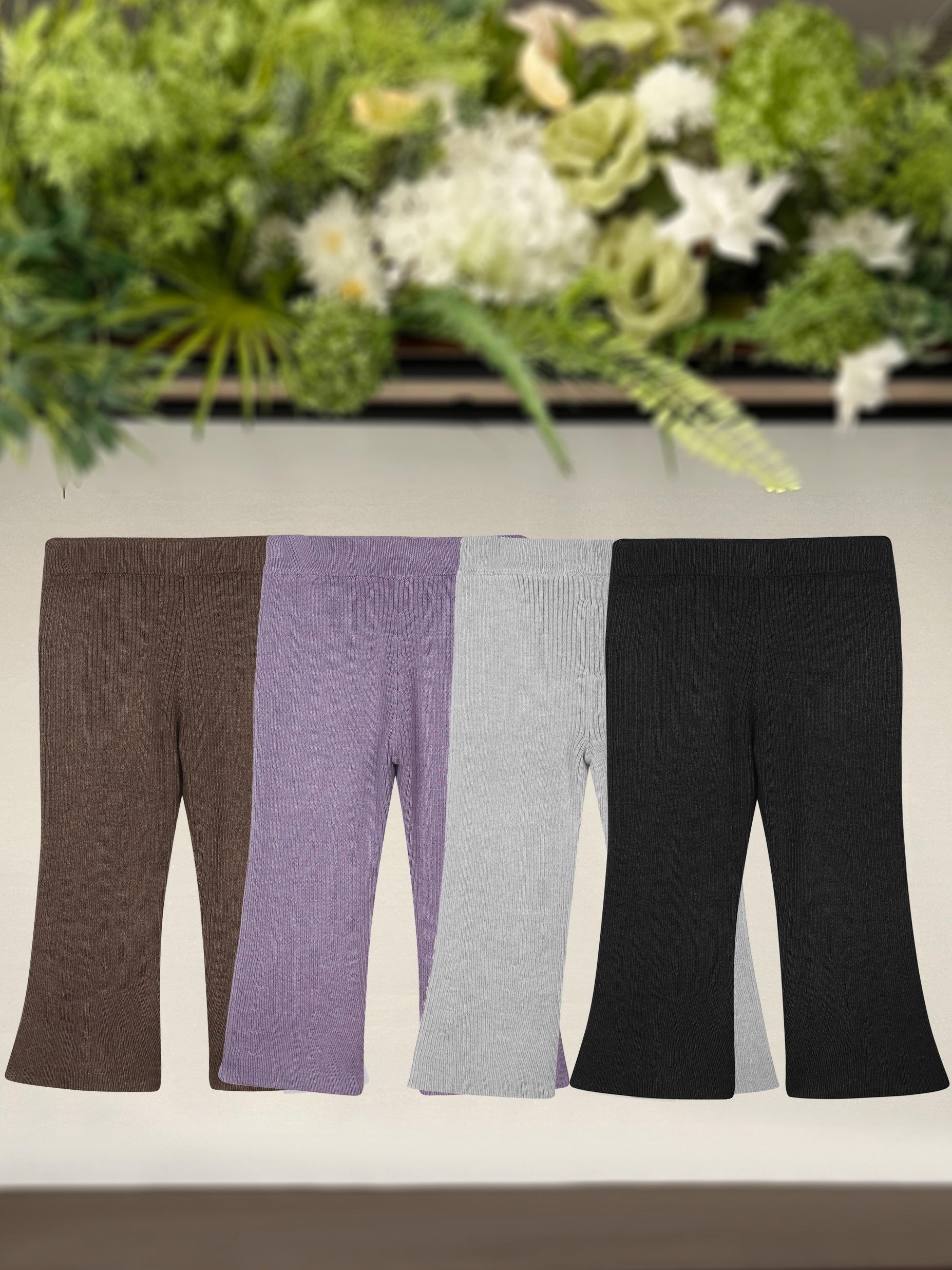 Girls Ribbed Knit Flare Leggings Comfy Pants Spring/ Autumn - Temu