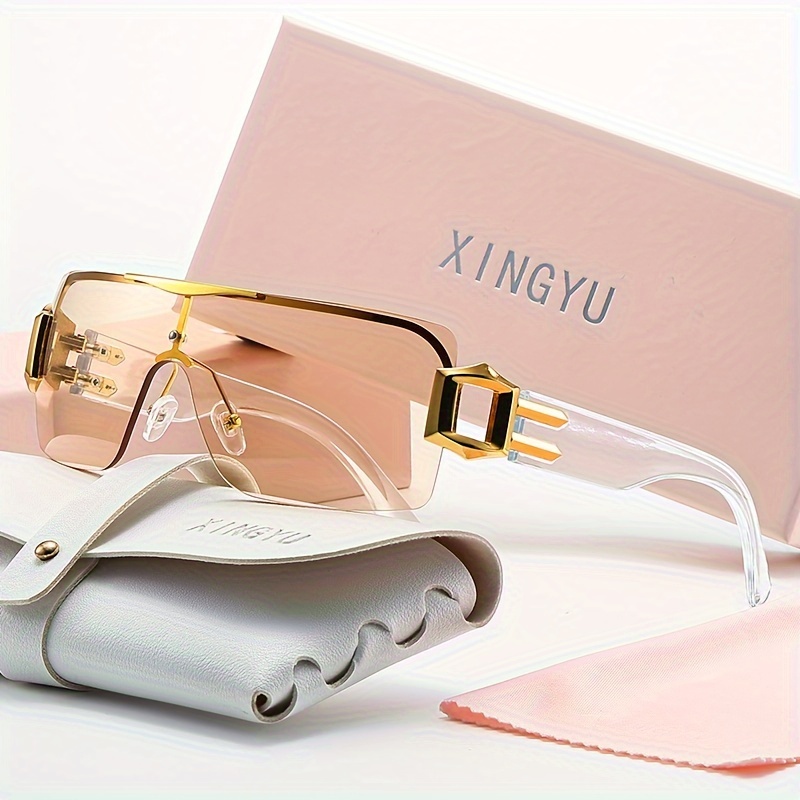

Xingyu Large One-piece Fashion Glasses For Women Casual Gradient Fashion Rimless Sun Shades For Vacation Beach Travel Best Gifts For Mother's Day