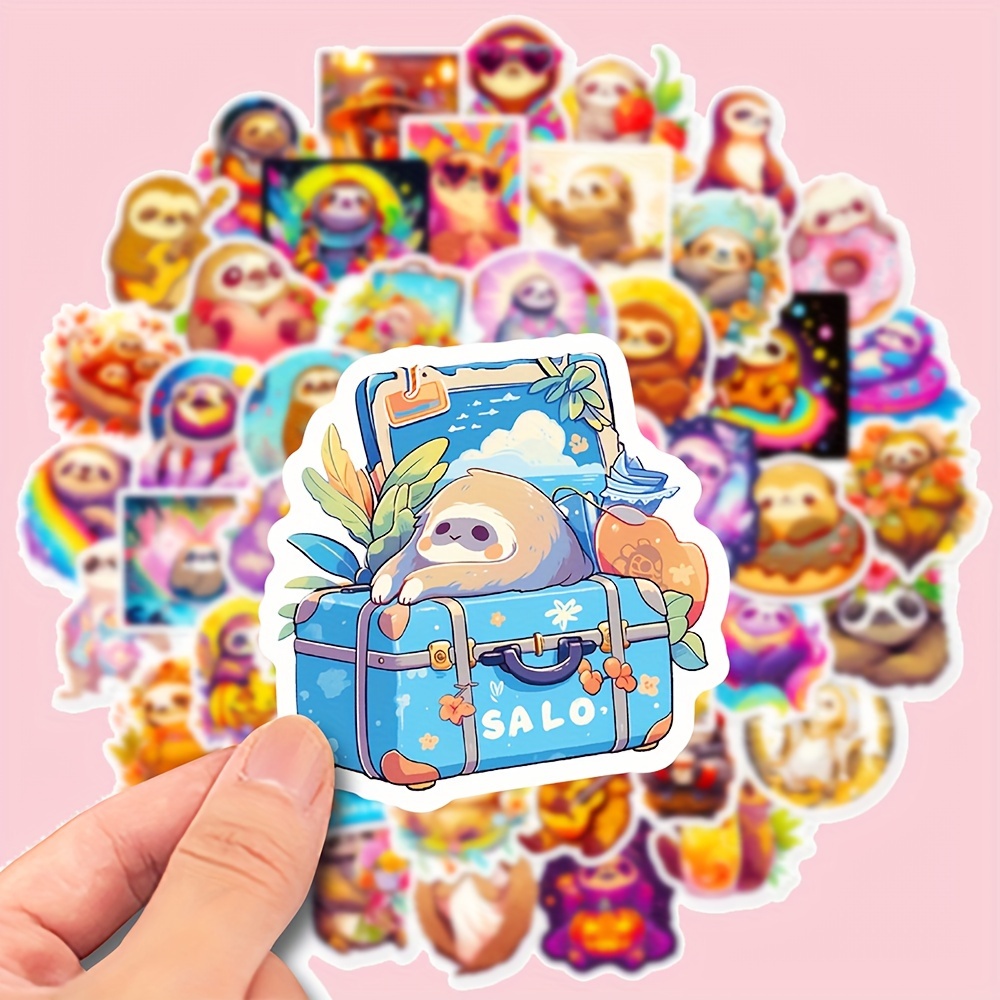 50pcs Cute Cartoon Sloth Stickers, Waterproof Graffiti Stickers, Decoration  Stickers, For Water Bottle Car Cup Computer Guitar Bike Motorcycle Skatebo