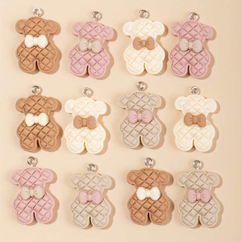 12pcs/lot 3D Resin Cartoon Charms 6 Colors Cute Bear Shape Charms Pendant  For DIY Necklaces Earrings Bracelets Keychain Jewelry Making Findings