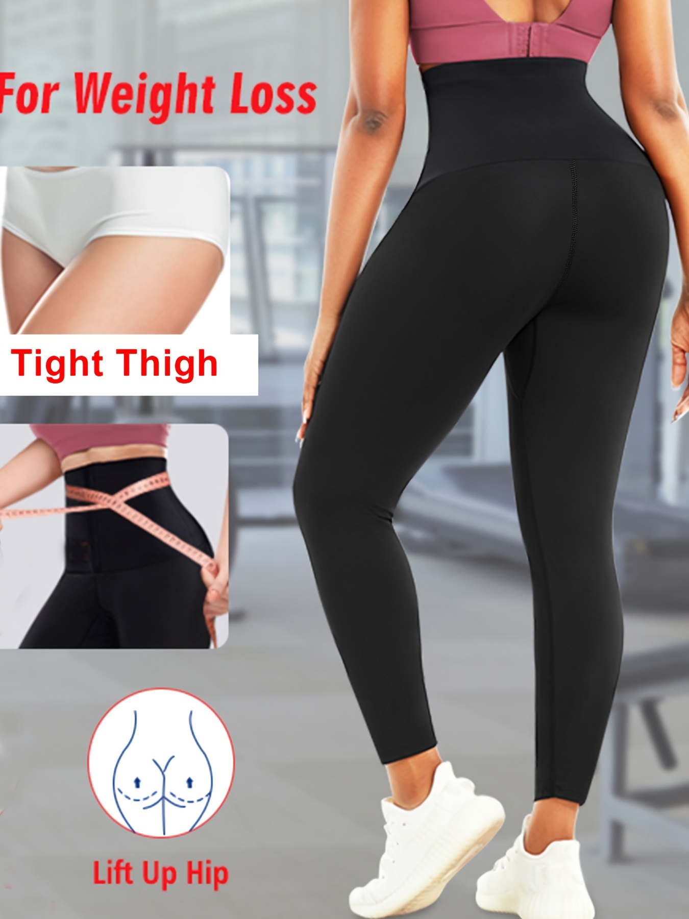 * Women High Waist Sweat Sauna Compression Slimming Weight Thermo Zipper  Workout Leggings