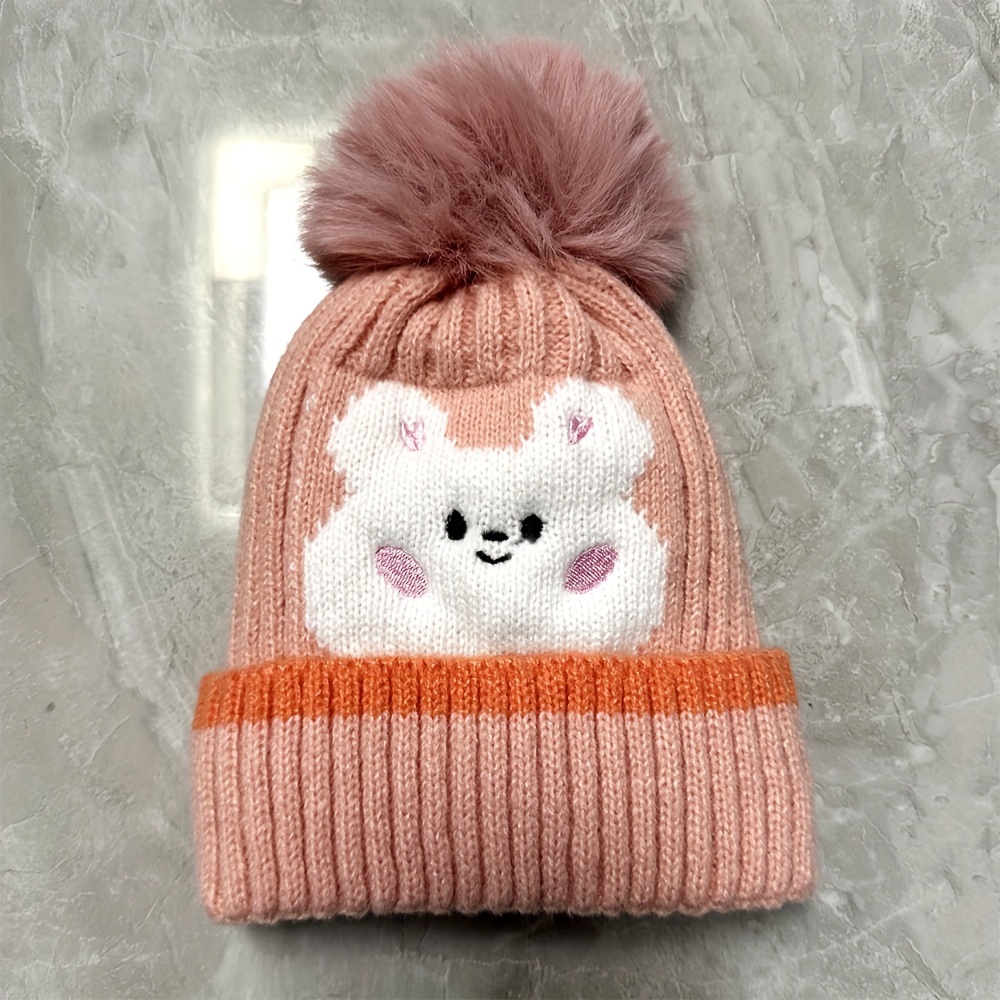 1pc Kids Plush Hat With Cat Ears, Warm And Windproof Cap, Cartoon