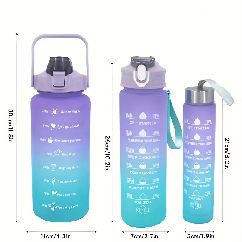 3pcs, Motivational Water Bottle Set, Gradient Color Plastic Water Bottles, Sports  Water Cups, Portable Drinking Cups, Summer Drinkware, For Camping, Hiking,  Fitness, Home Kitchen Items, Birthday Gifts, 64oz+32oz+15oz, Back To School  Supplies