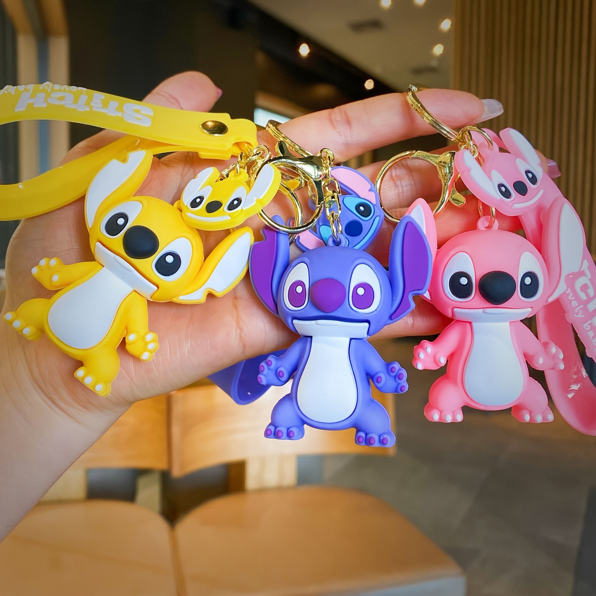 Keychain Cartoon Stitch Cute Doll Pvc Keyring Ornament Key Chain Car  Pendant Gifts - Jewelry & Accessories - Temu