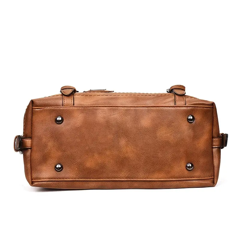 vintage boston handbag large capacity crossbody bag womens faux leather shoulder bag details 8
