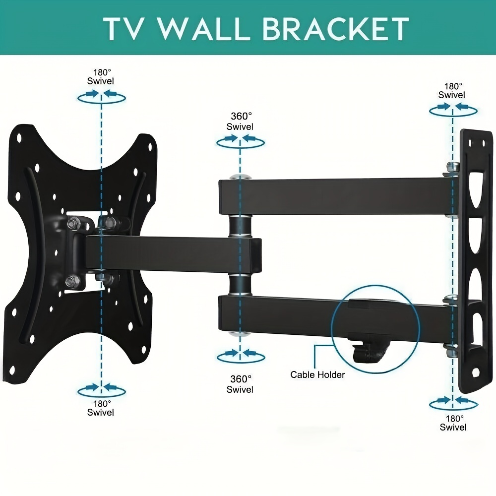 1pc full motion tv monitor wall mount bracket articulating arms swivels tilts extension rotation for most 32 55 inch led lcd flat curved screen tvs monitors max 15 75x15 75in up to 44lbs