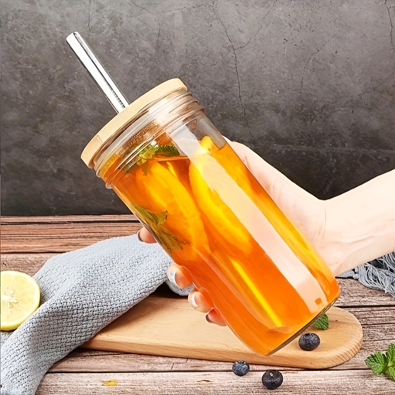 Outdoor Thickened Glass Water Cup, Straw Coffee Cup With Wooden Lid,  Suitable For Outdoor Sports, Fitness, Camping, Car Driving - Temu