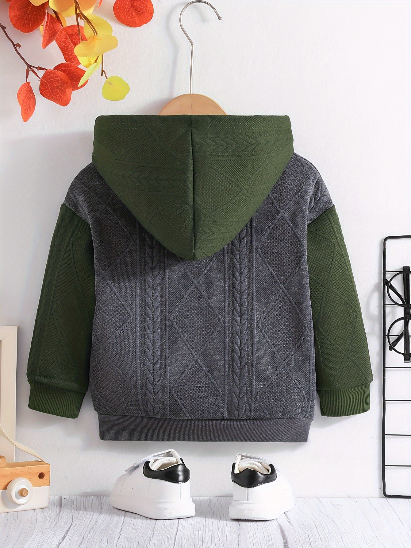 Sudadera de punto para niño y niña, Jersey de manga larga con capucha, ropa  de otoño - AliExpress