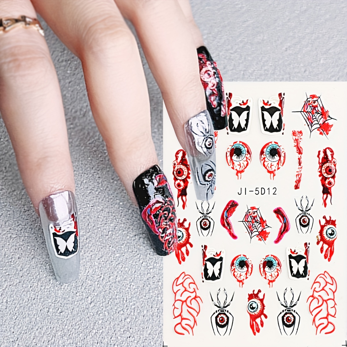 5d Embossed Halloween Nail Art Stickers self Adhesive Spider - Temu Austria