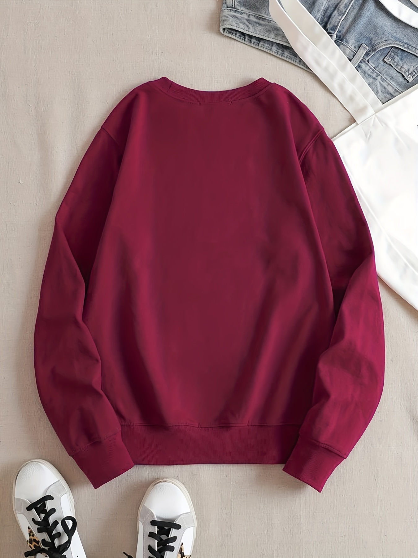 A Small Town Girl Print Sweatshirt Casual Crew Neck Long - Temu