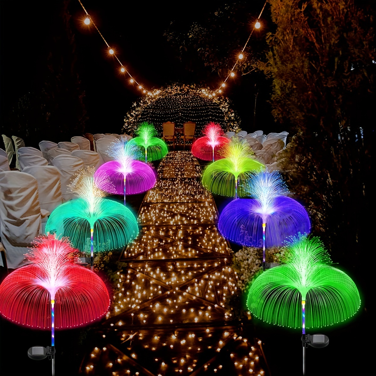 LED Solar Jelly Fish Outdoor Fairy Lights Garden Christmas Outdoor