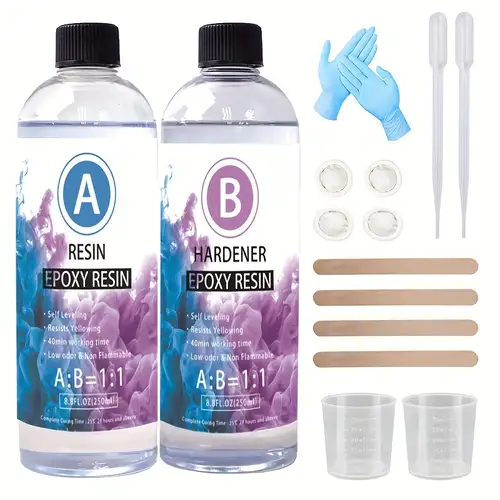 Diamer UK Epoxy Resin Kit for Beginners 240ml Easy Mix 1:1 Ratio Clear  Resin Starter Kit, Resin Kits for Beginners. All Accessories Included 