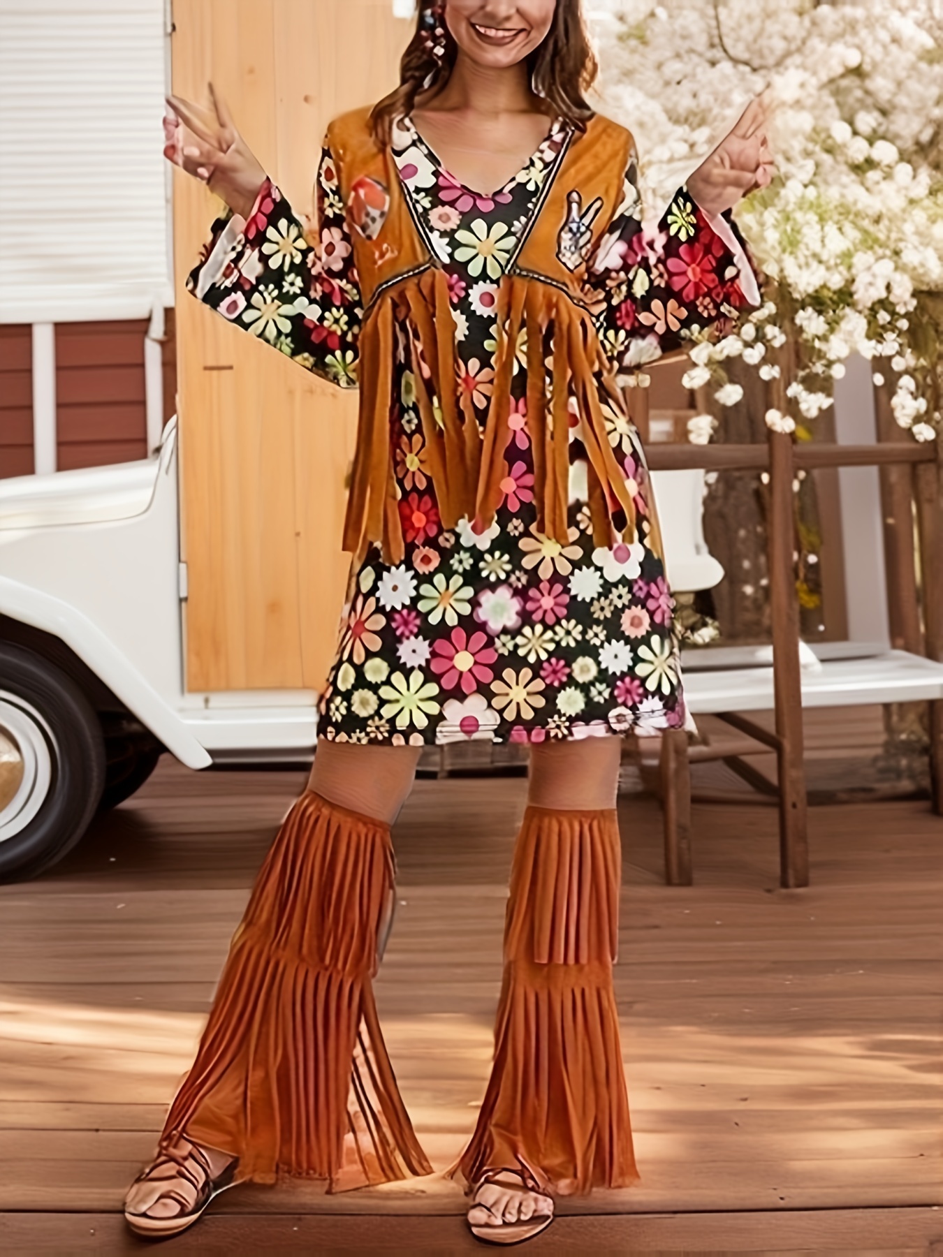 Set Costumi Hippie Anni '70 E '60 Accessori Abbigliamento - Temu Italy