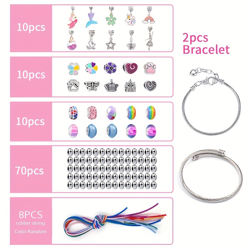 Kit de fabrication de bracelets à breloques 110 pièces pour filles