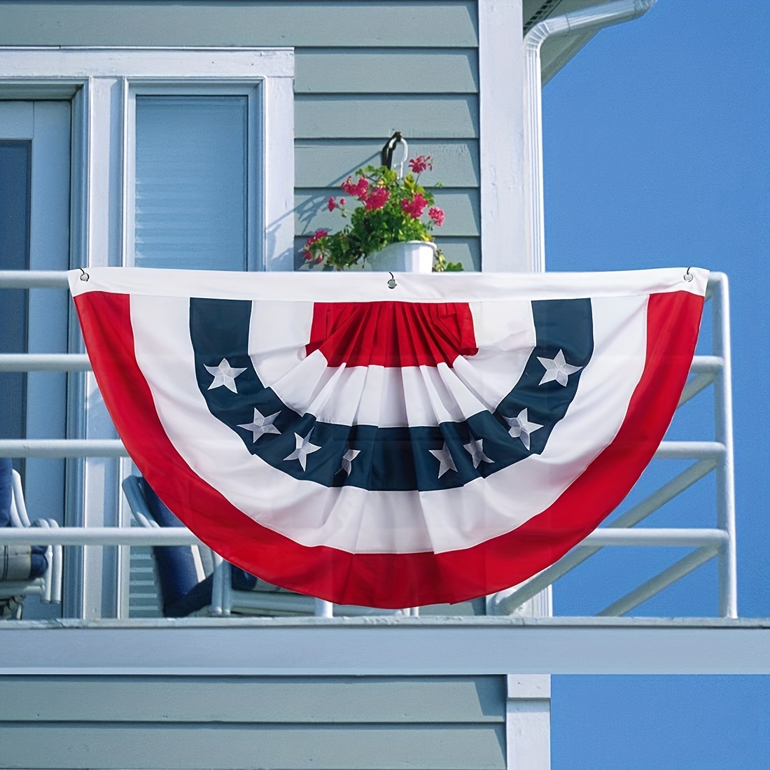 ANLEY 3 ft. x 6 ft. USA Pleated Half Fan Flag Bunting Patriotic