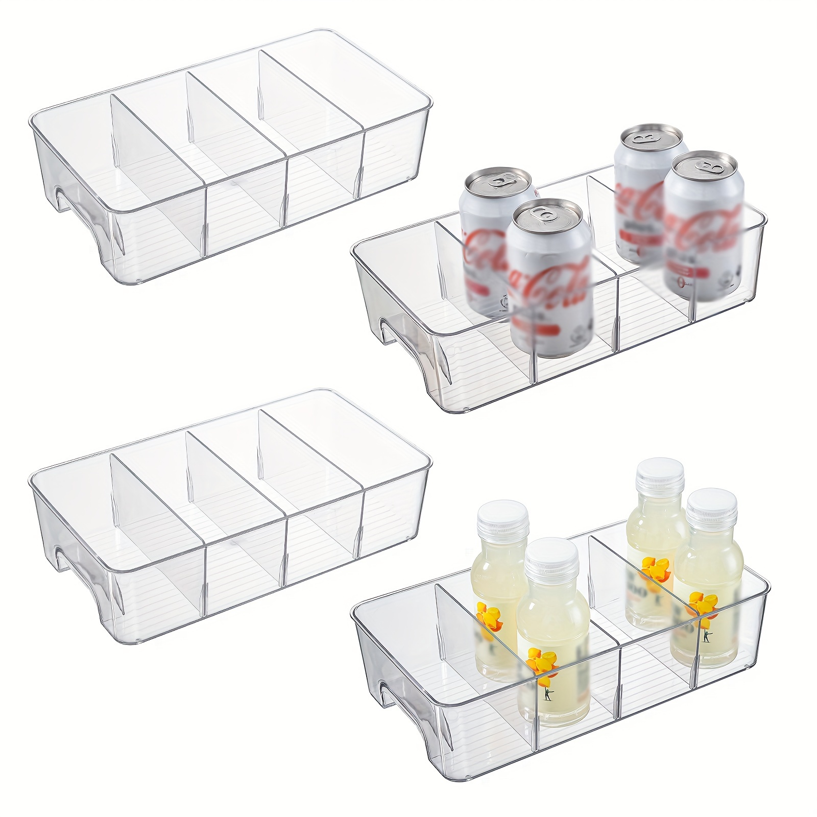 4/ Clear Pantry Storage Organizer Bins With Lids Plastic - Temu