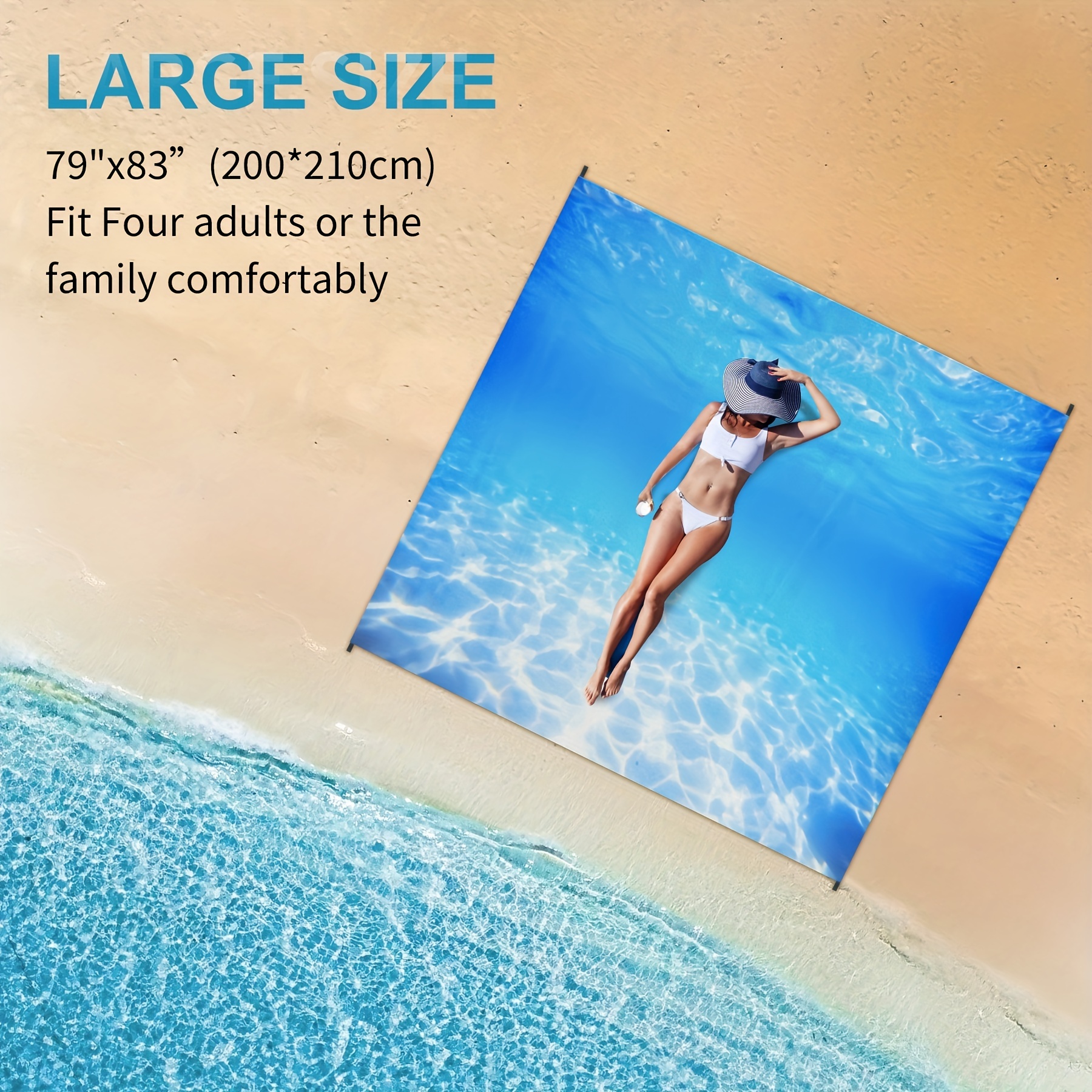 Waterproof Foldable Beach Mat Plaid Outdoor Camping