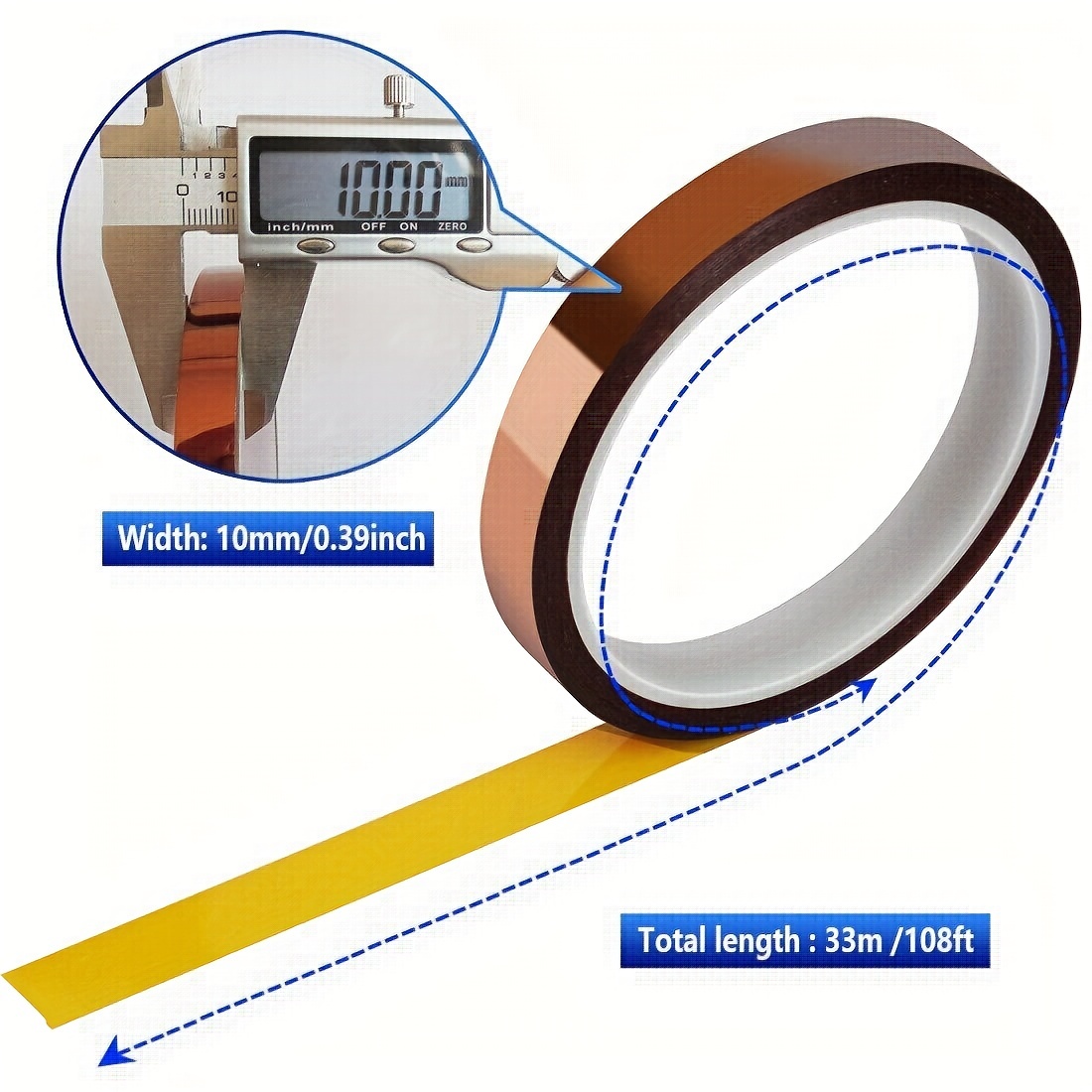 4 20mm X33M(108Ft) Clear Heat Tape for Htv Electrical Tape Transparent High  Temperature Sublimation Heat Resistant