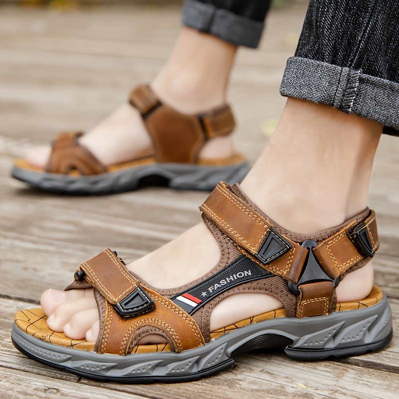 Mens Hook And Loop Non Slip Sandals Wear Resistant Comfy Beach Shoes Summer  - Men's Shoes - Temu Canada