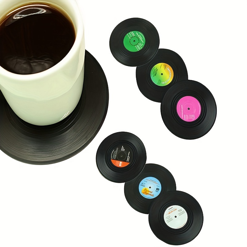 Drink Coasters Record Design Coasters Gift Box Vinyl Record - Temu