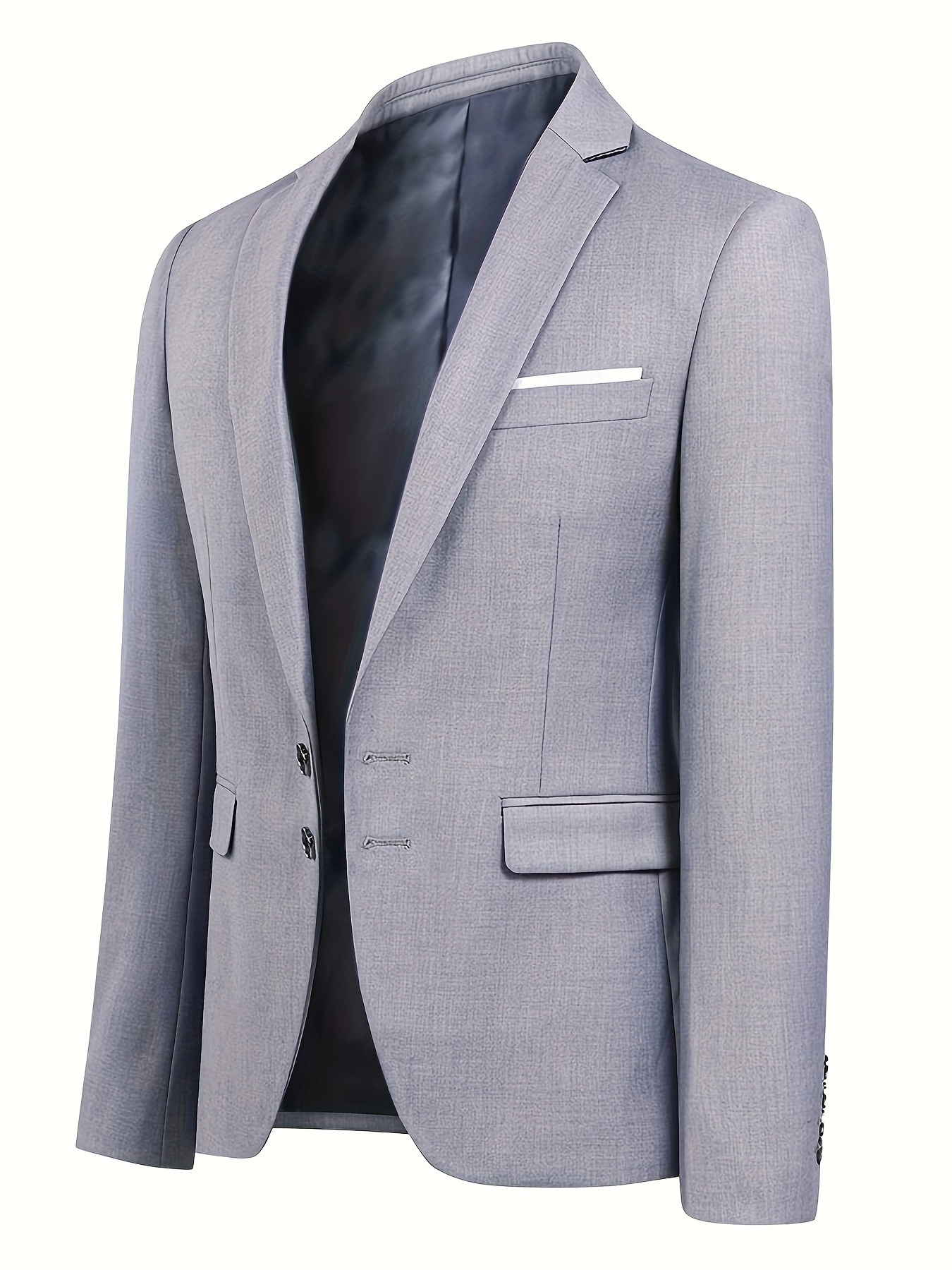 Two Button Blazer, Men's Casual Elegant Flap Pocket Lapel Suit Jacket For  Business
