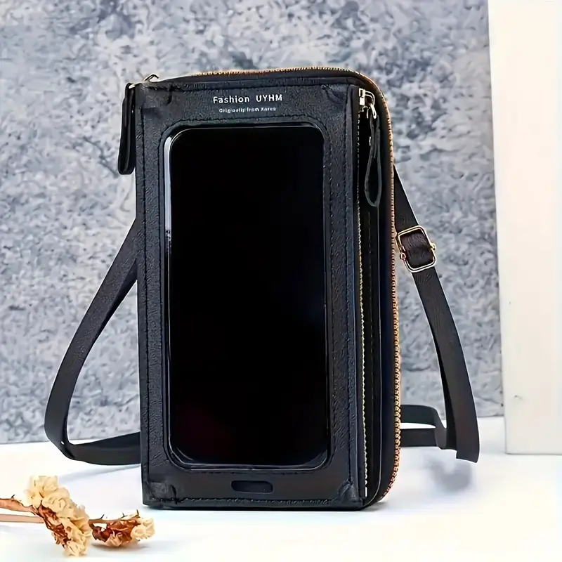 Touch-screen Mobile Phone Bag, Mini Pu Leather Crossbody Bag, Women's  Zipper Around Wallet Purse (7.87*4.53*1.77) Inch - Temu