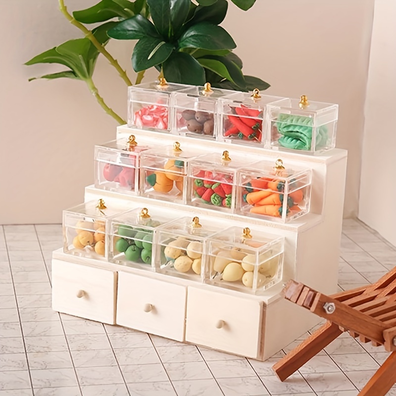 1:6 Scale Stackable Organizer Drawers Miniature Plastic Drawer Storager Box  Dollhouse Container Organizer 