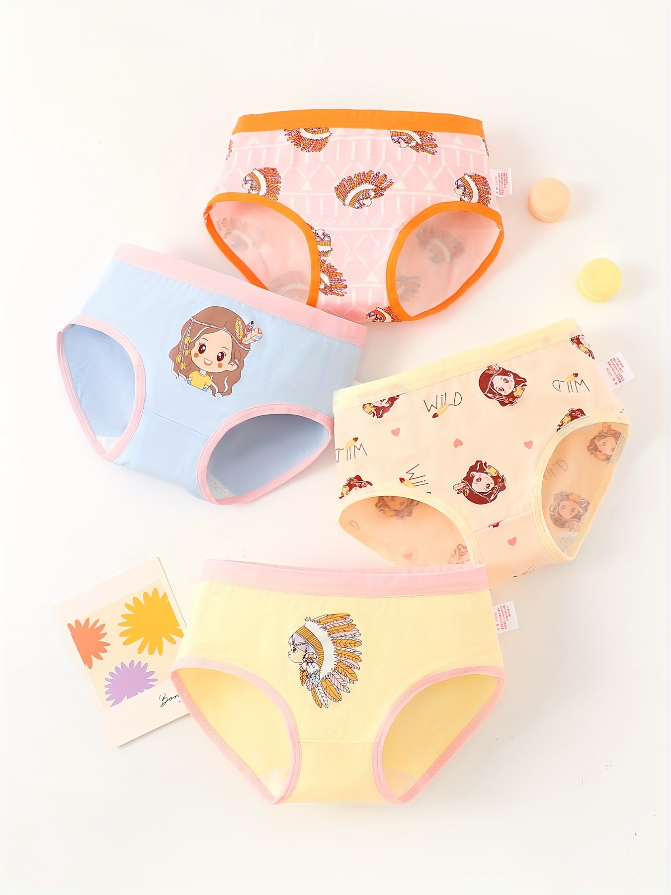  Toddler Girls Underpants 4PCS Cute Print Bowknot