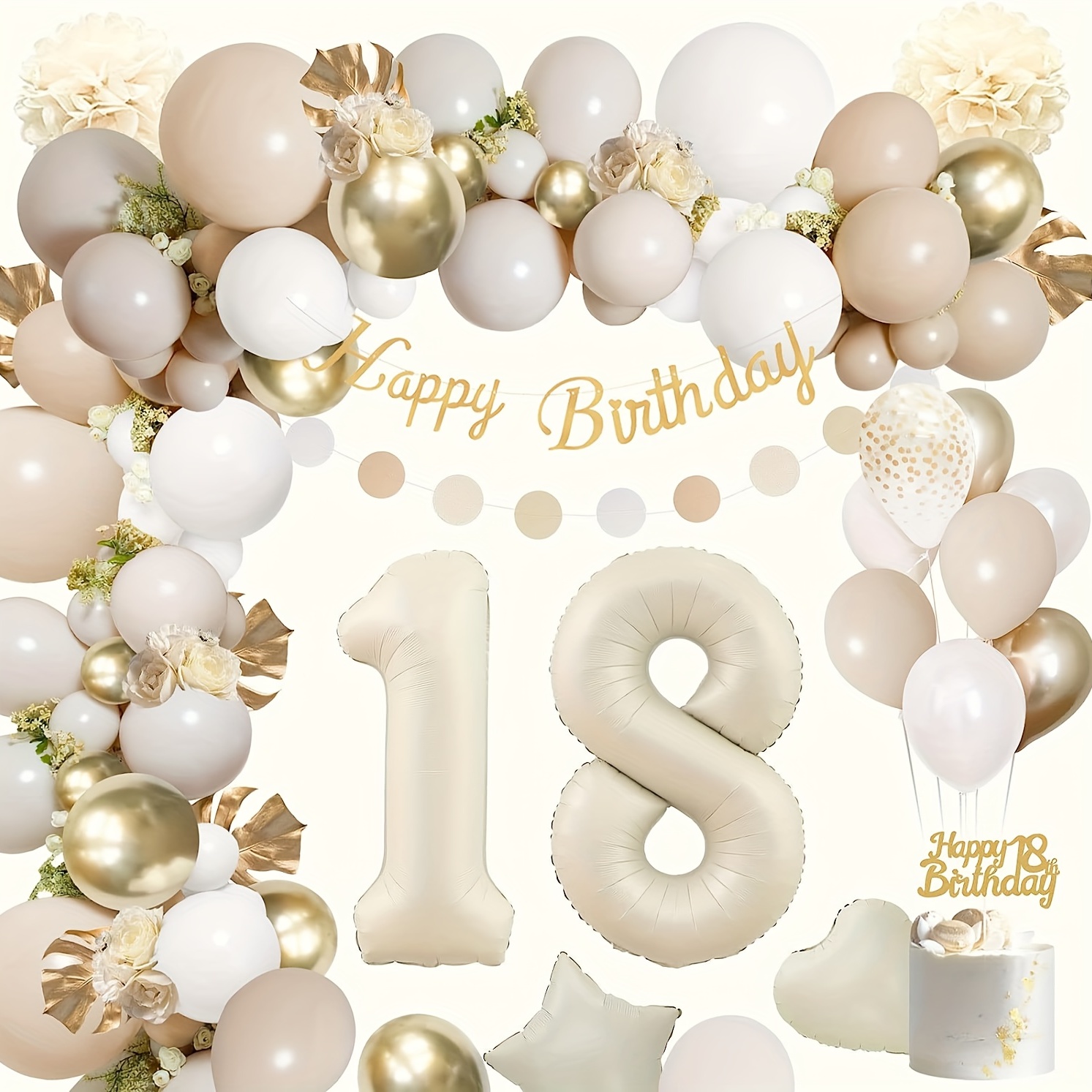 18 Geburtstag Deko, 18. Geburtstag Mädchen, 18 Jahr Geburtstagdeko, Happy