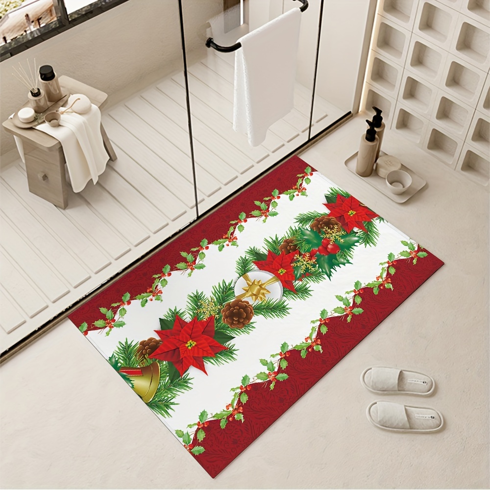 1pc Alfombra Piso Patrón Navideño Rojo Suave Alfombra - Temu