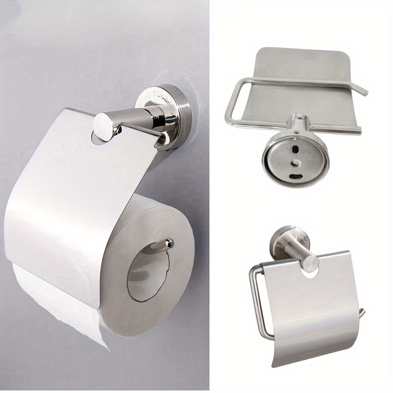 Toilet Paper Holder Stand With Brush - Freestanding Toilet Tissue Paper  Roll Holder With Brush Holder For Bathroom, Stainless Steel, No Drilling,  Silver