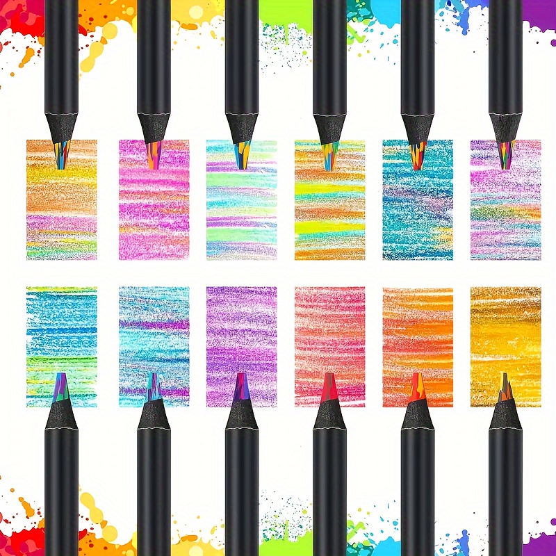  ThEast Black Wooden Rainbow Colored Pencils, 7 Color