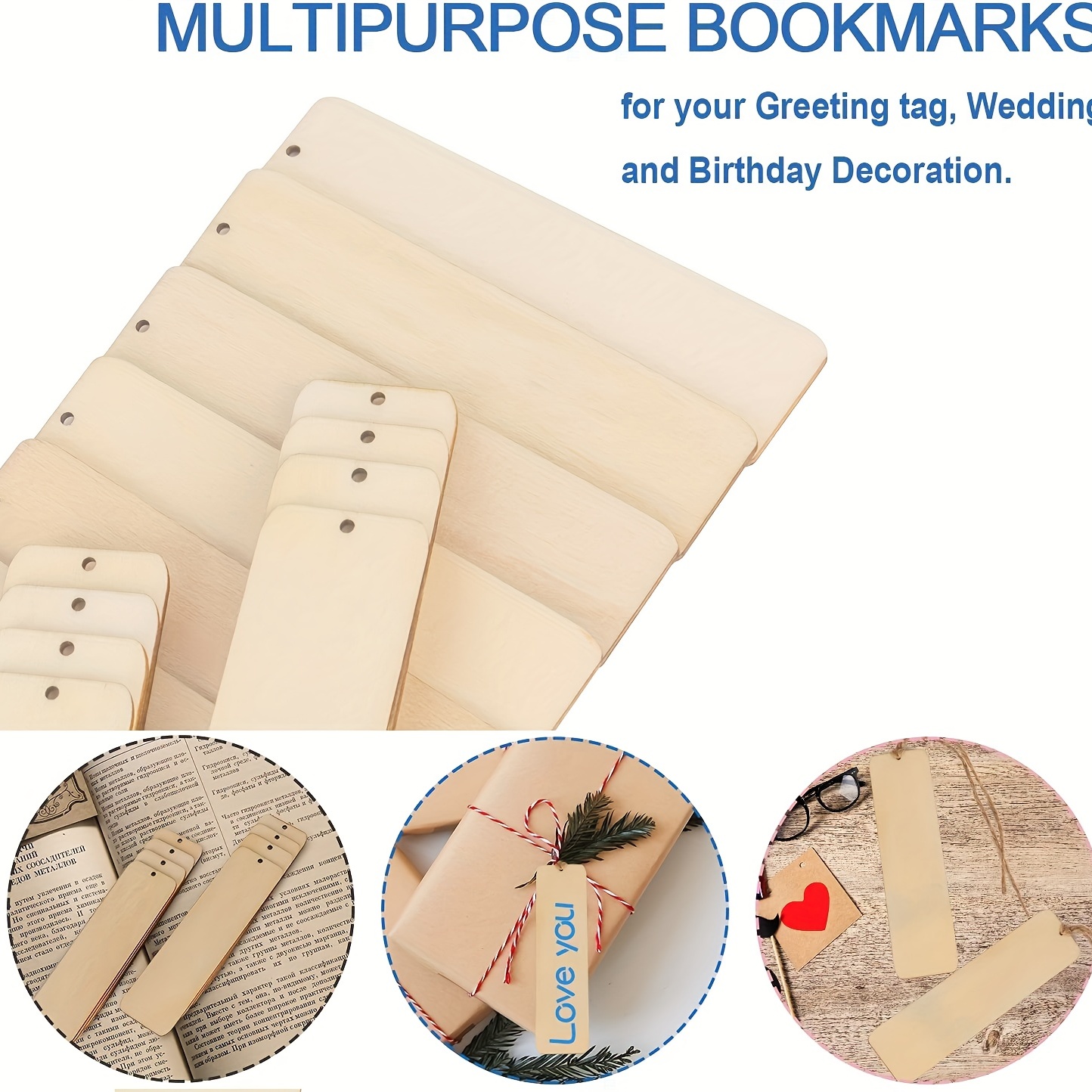 100/50/20 Wooden Blank Bookmark Rectangular Thin Wood - Temu